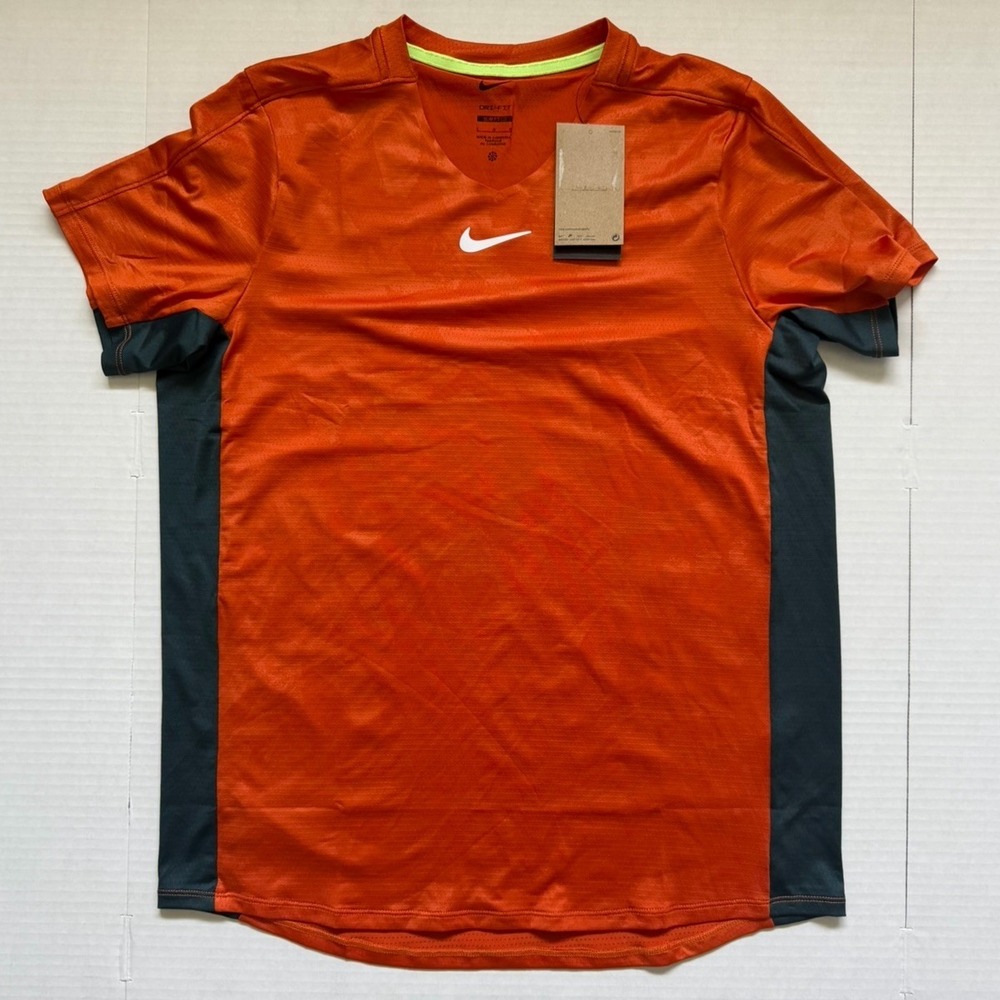 Nike Court ADVantage Dri-FIT Camo Orange Tennis Pickleball Shirt Jersey Mens L